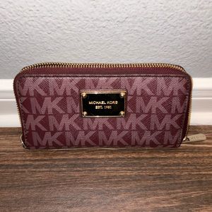 Michael Kors Maroon Large Logo Wallet